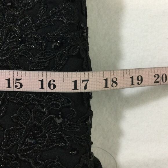 FORMAL SZ 12 L black pleated beaded embroidered lace up hi low maxi dress B169 - Picture 6 of 8